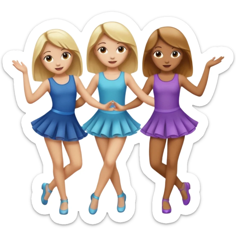 Emoji of 3 Girls dancing ONE with blonde hair, one tan skin with brown  hair ONLY ONE IS BLONDE sticker