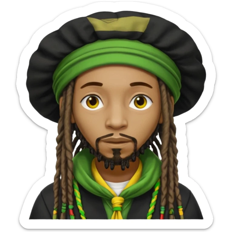 Jamaican dreads with a Jamaican bonnet no person just the hair sticker