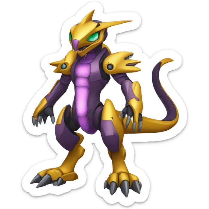  Cool Edgy Godly Futuristic Digimon-Fakemon-Genesect-Raptor-Reptile full body sticker