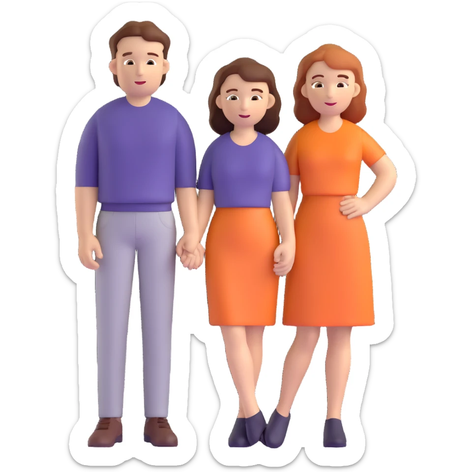 wedding couple with white man with dark brown hair and white woman with light ginger hair sticker