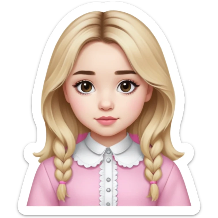 Sabrina Carpenter blonde pop star in a pink and white outfit, Short n' Sweet look sticker