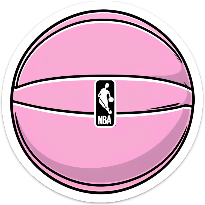 Spalding basketball with NBA logo, white color with pastel pink and green swirls pattern sticker