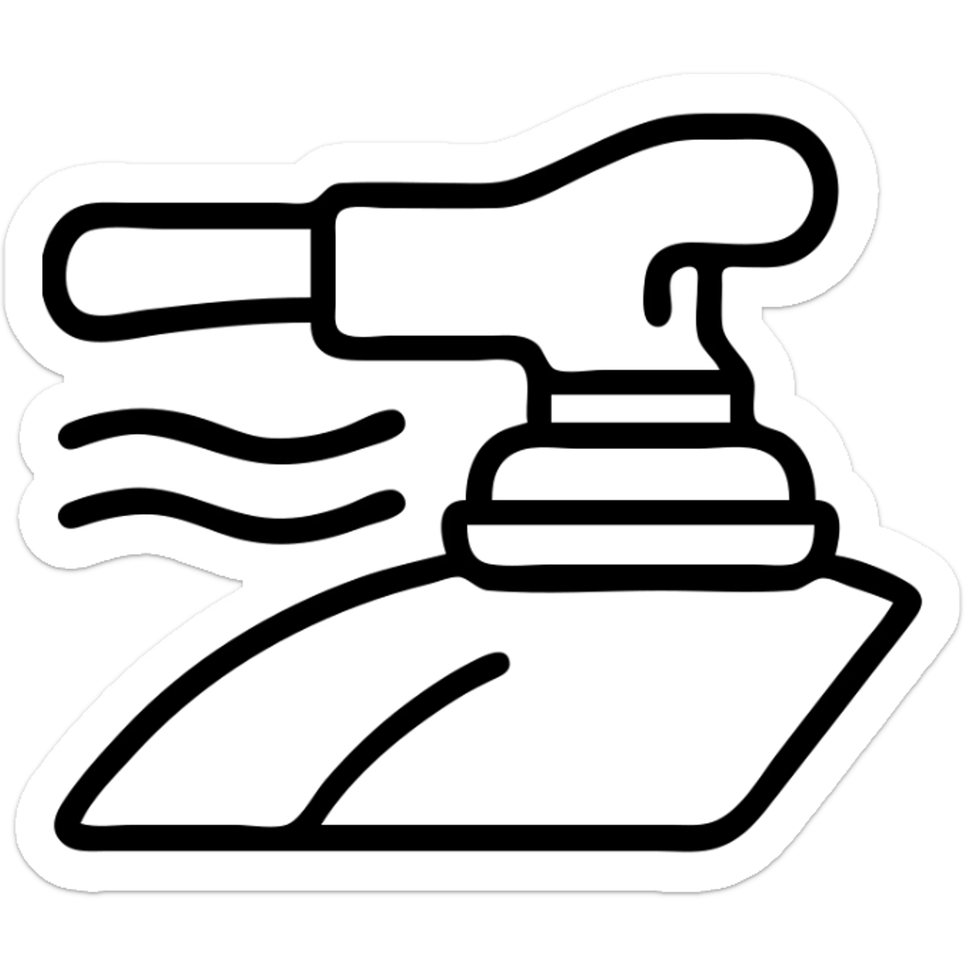 outlined icon of a polishing machine on a glossy black hood, metallic details, soft waves of shine, clean lines, modern and simple sticker