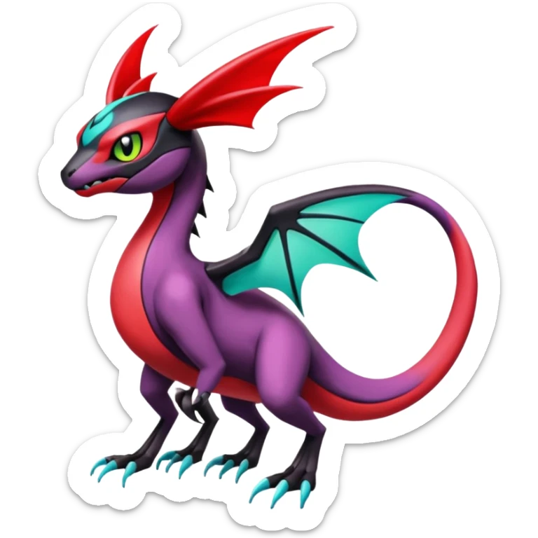 Colorful Cool Badass  Meloetta-Noibat-Noivern-Salandit-Guilmon-Darkrai-Pokémon-Fakémon-fusion-hybrid-creature sticker