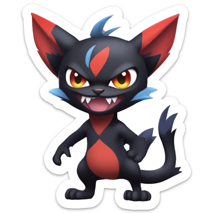 Edgy Cute Cool Kawaii Litten-Noivern-Zoroark-Torracat-Noibat-Pokémon Full Body sticker