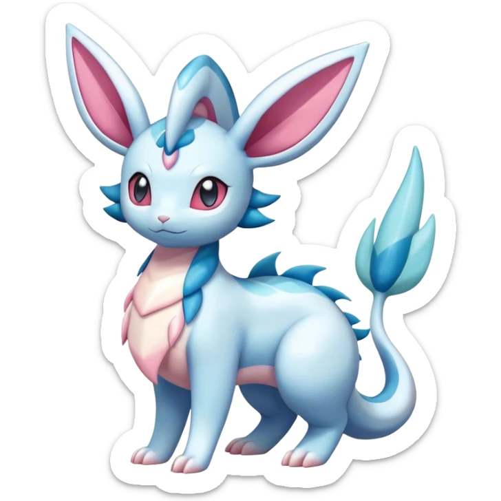 Shiny Cute Milotic-Sylveon-Glaceon-Vaporeon-Dragonair-Pokémon-hybrid-fusion full body sticker