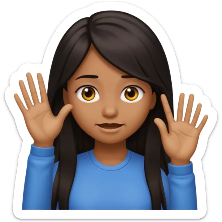Animated girl dark long hair emoji tapping right side of the head with her hand with duh facial expression  sticker