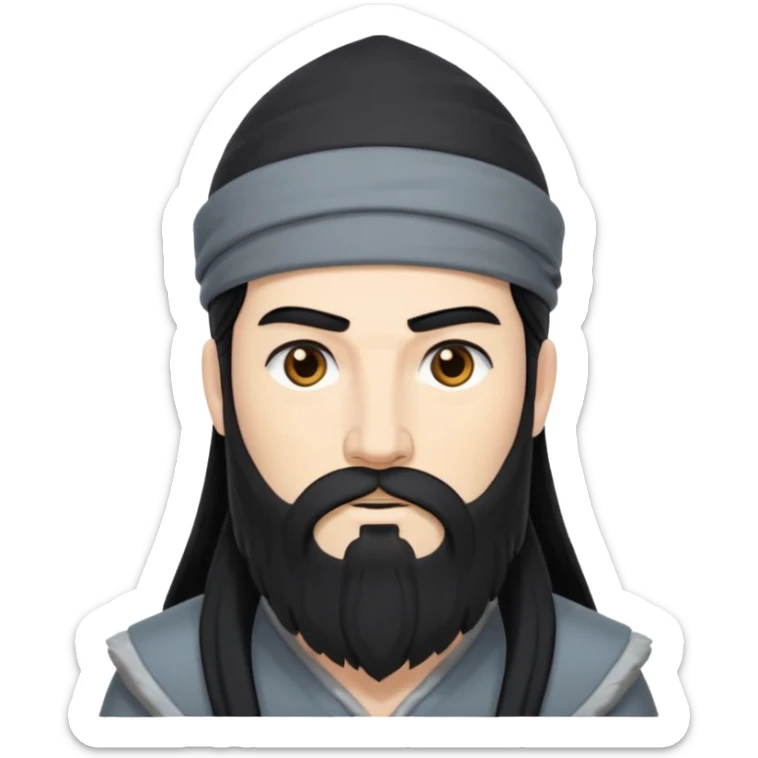 Boreas, God of the North Wind from Gods and Goddesses with black hair and beard, grey outfit sticker