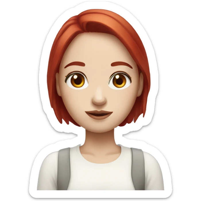 Girl with white skin and cherry red hair and brown eyes sticker