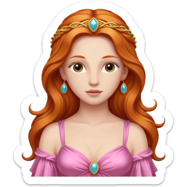 Venus, Love Goddess from Rome Mythology with long ginger hair, pink outfit sticker