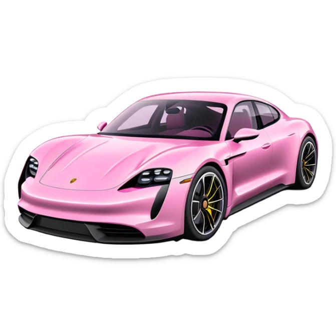 pink porsche taycan electric sports car sticker