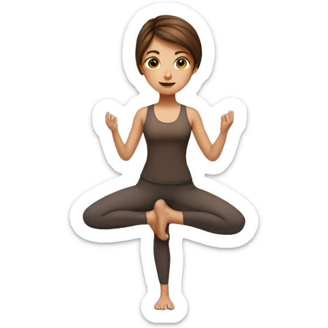 Brown hair yoga girl sticker