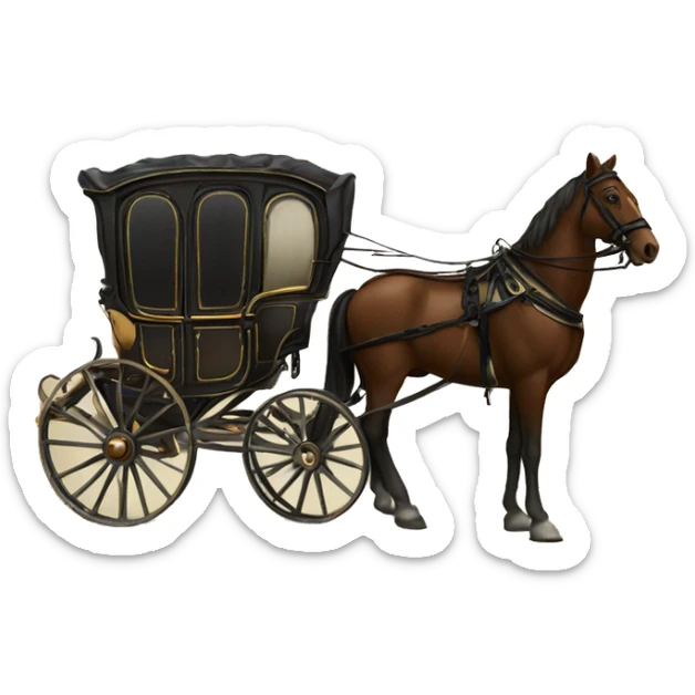a man sits in a horse-drawn carriage from Russia in the 19th century sticker