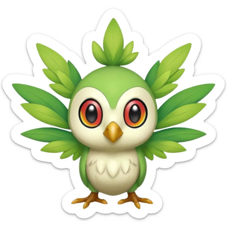  Fey Toony Rowlet-Grookey-Celebi-Amaura-Grovyle-Shaymin-fusion-hybrid sticker