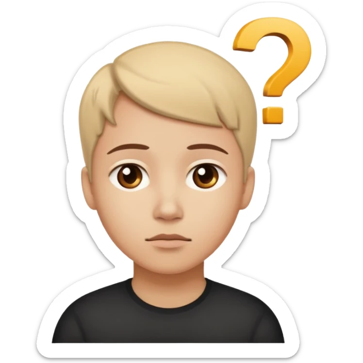 Una persona pensativa, con un signo de interrogación arriba de la cabeza sticker