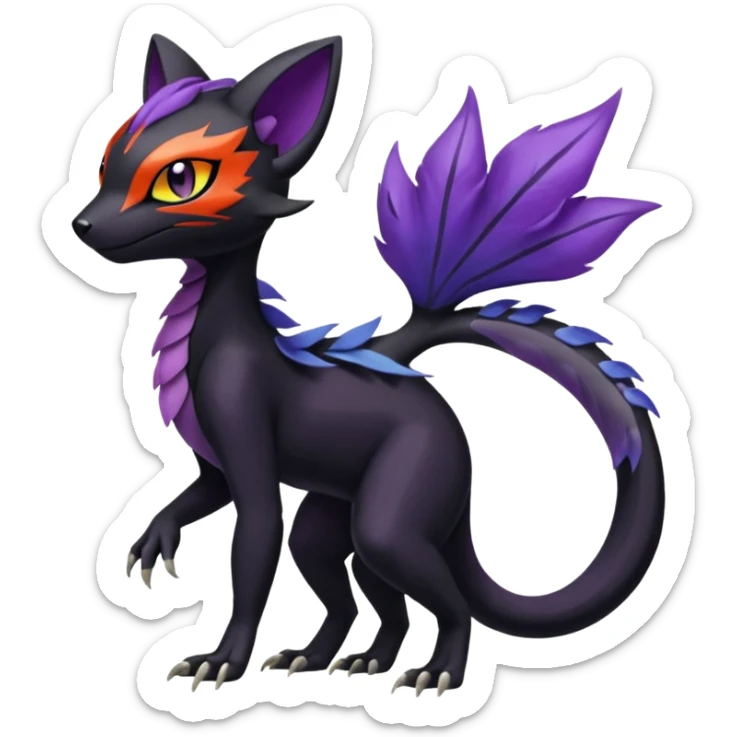 Meloetta-Purrloin-Salandit-Nargacuga-Pokémon-Fakémon-fusion-hybrid-creature sticker
