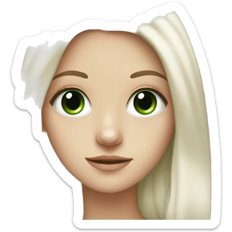 White Girl with black long hair, green eyes,  sticker