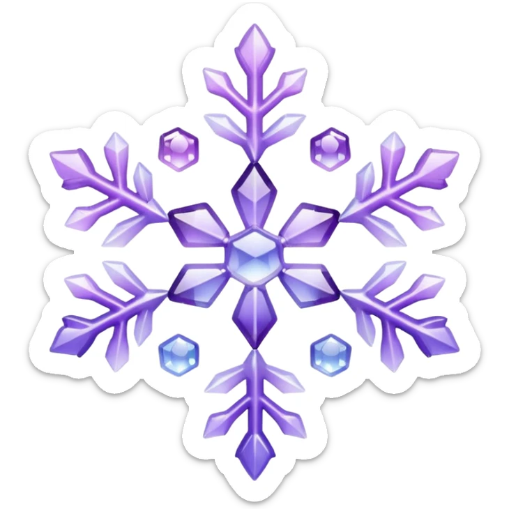 Shiny whitish glossy glass crystal loc Pastel violet lavender lilac gradients snowflake  sticker