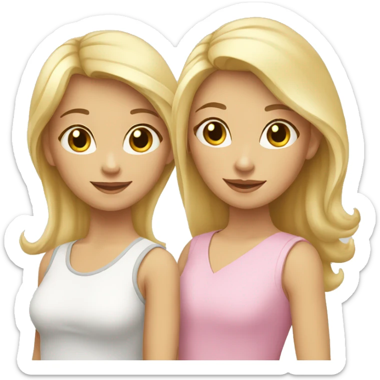 Mom with blond hair, daughter with dark blond hair, daughter with light blonde hair white family sticker