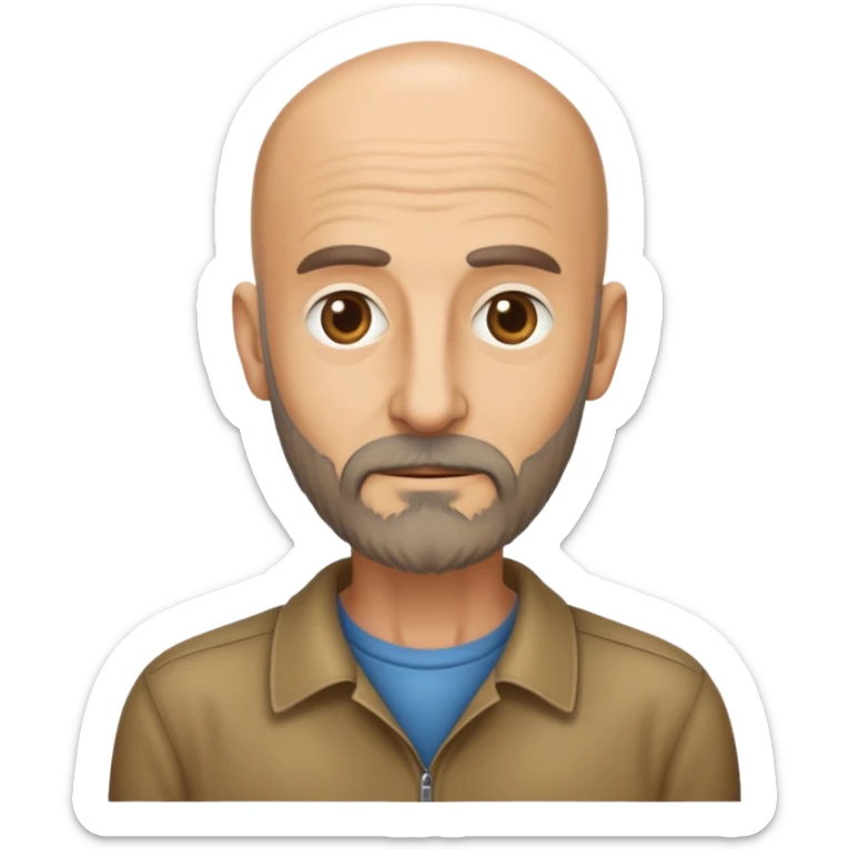 Give me a stalker emoji of a tall skinny bald Italian with scruf beard in his 50s  sticker
