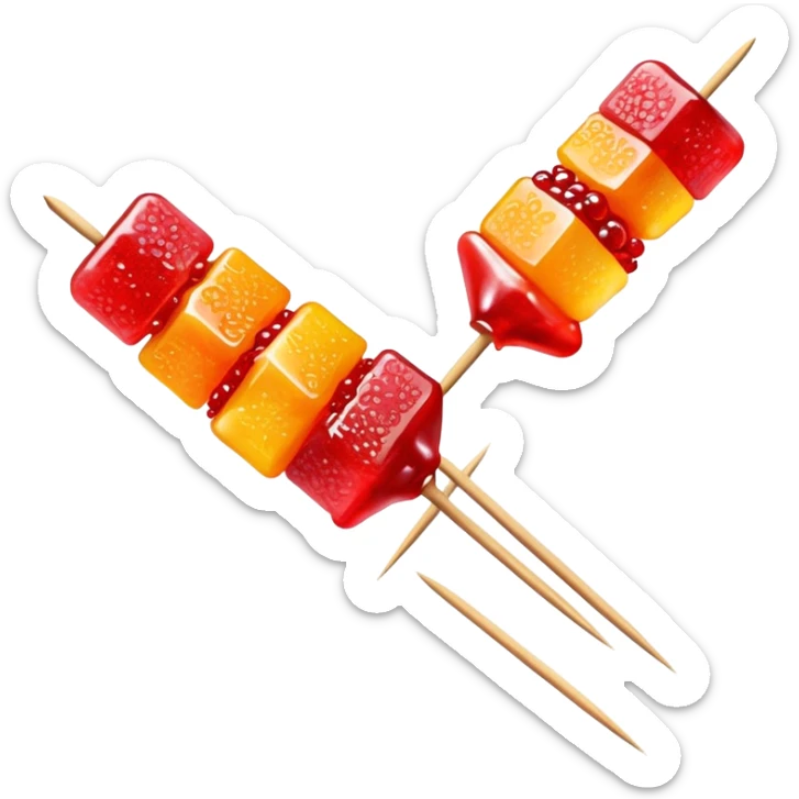 Tanghulu candied fruit skewers with red sugar coating, Chinese street food sticker