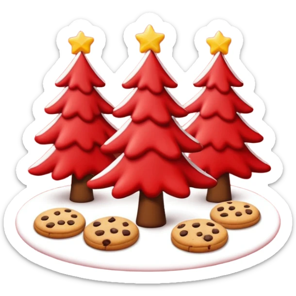 Christmas wallpaper with emoji trees cookies chilling all in red colour sticker