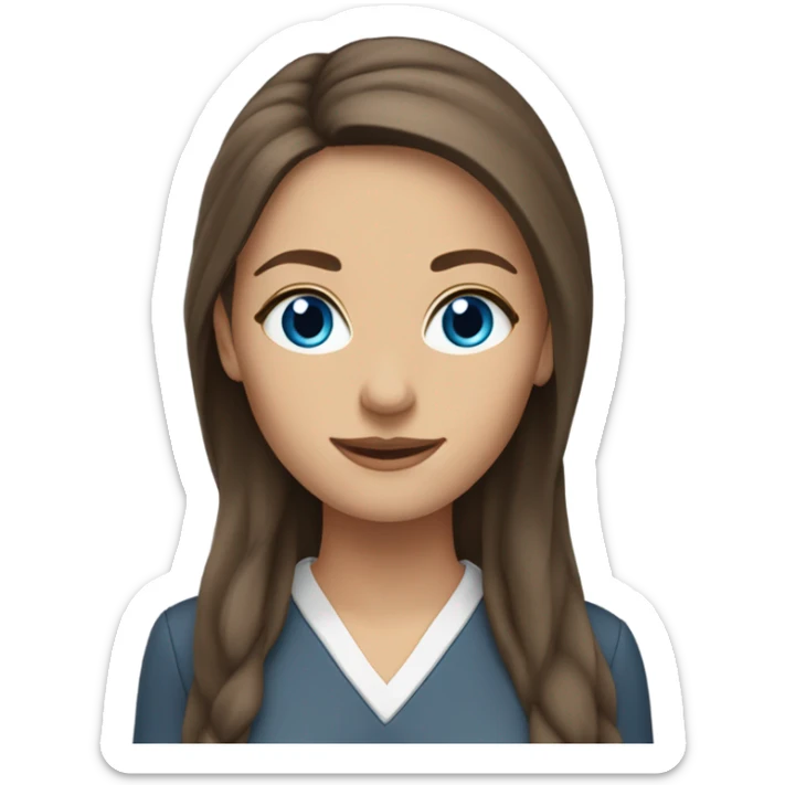 Female Teacher with long brown hair, ensure she has blue eyes and it’s earring sports clothing sticker
