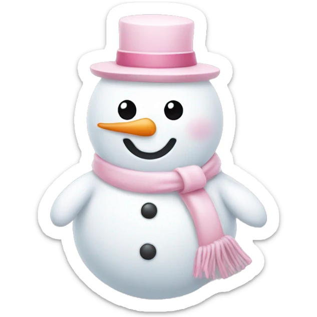 Cute white and light pink snowman sticker