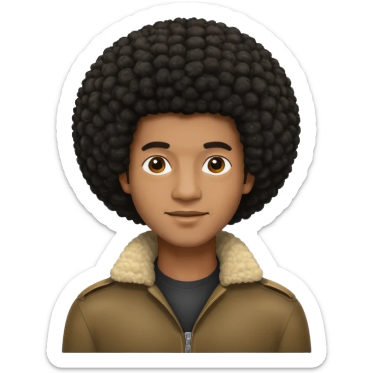  Afro slight smile and black skin color emoji male sticker