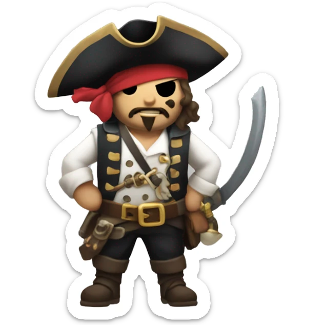 A Sea of Thieves style emoji featuring a small pirate with a tricorn hat, holding a sign that reads 'Makishiro10'. The pirate has a mischievous grin and a transparent background sticker