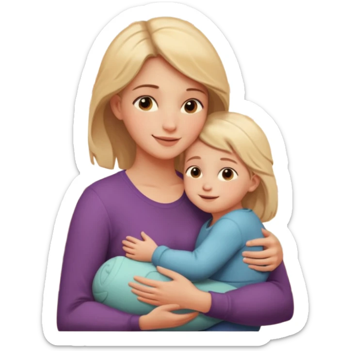 A loving mother holding her young child in her arms, warm natural light coming through a window, soft smile, emotional connection, candid moment, realistic photography, shallow depth of field, high resolution, warm tones
 sticker
