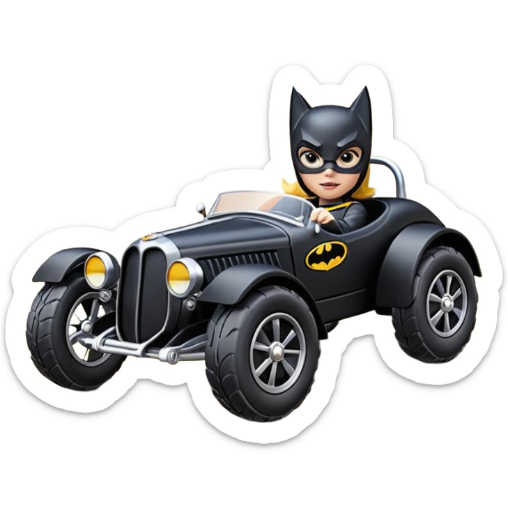 Hot wheels racing cartoons BatGirl’s 1932 stealth retro cat burglar sporty petite off-road pursuit mobile cruiser car (reclined seating position) sticker