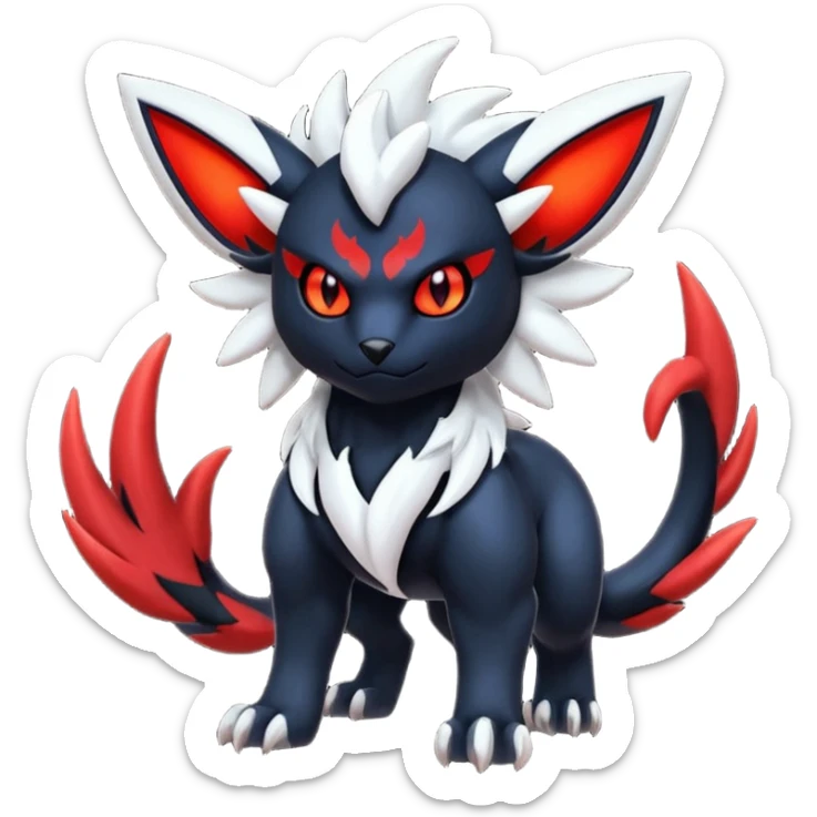 Handsome cool badass edgy Absol-Litten-Zorua-Giratina-Yveltal-Pokémon-Fakémon-fusion-hybrid-creature sticker