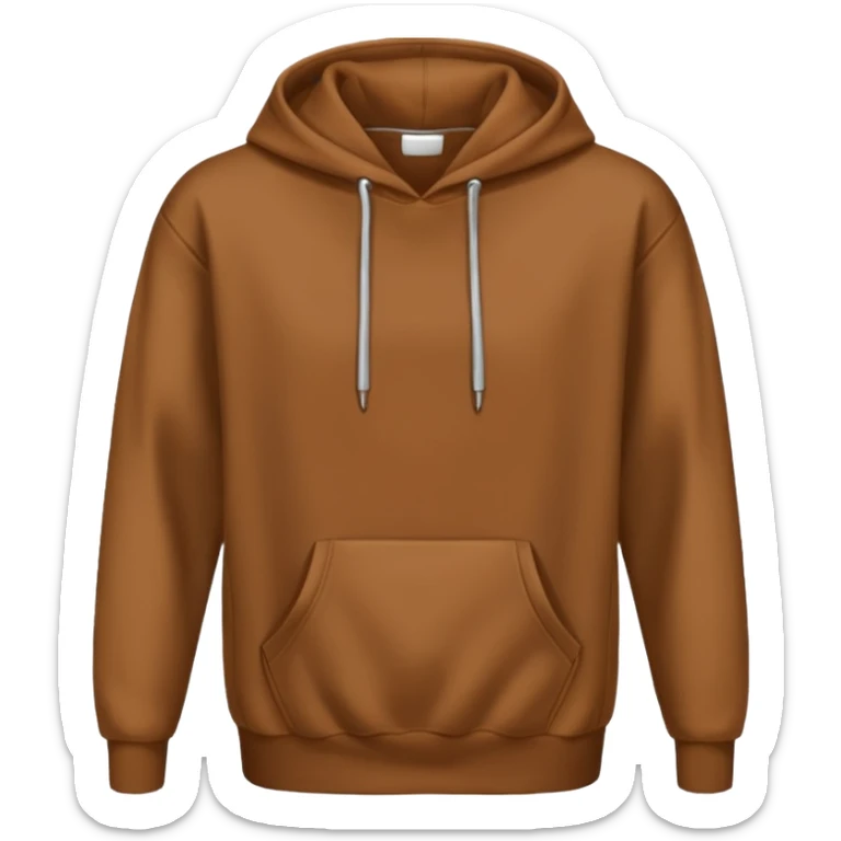 A brown hoodie no human and no zipper nothing on the fornt I like the last one  sticker