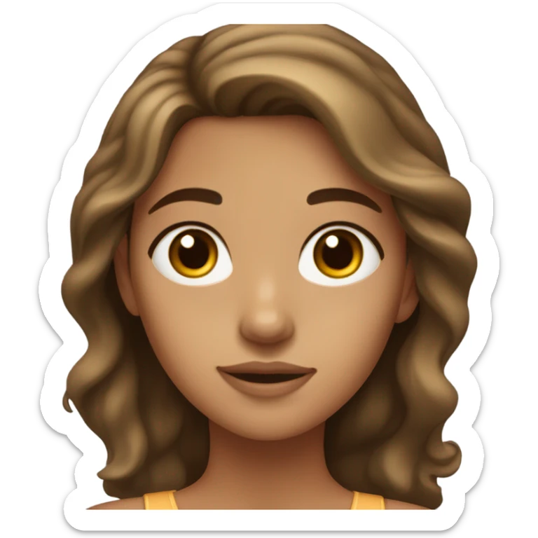 a girl with brown slightly wavy hair, hazel eyes, and tan skin  sticker