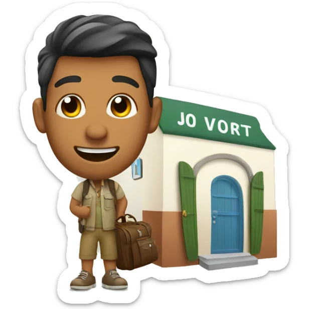 Welcoming tourist to his place to stay sticker