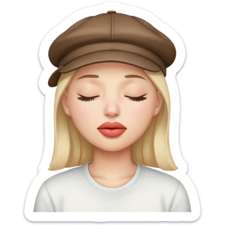 Horny bite lips and closed eyes wear eyes and to wear a cap opposite  sticker