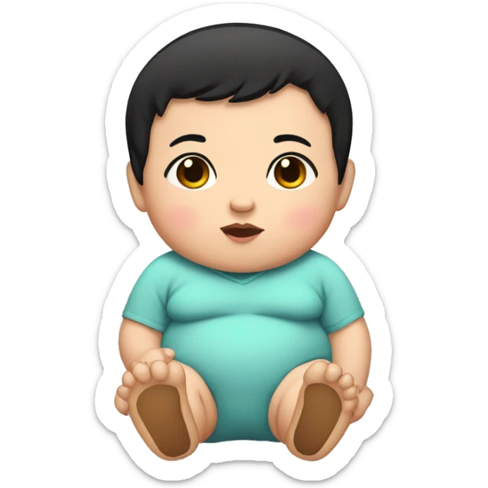 Cute fat baby with black hair  sticker