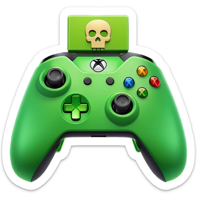 Clash of Clans aesthetic: Cinematic Playful Xbox One Console Portrait Emoji, rendered in a 3D vector-style similar to standard emojis with minimal shading and bold, simplified shapes. A compact, distinct form with signature details, softly glowing with a modern gaming energy charm. Simplified yet unmistakably iconic, highly detailed and consistent, glowing with a soft radiance and high shine. Stylized with a touch of next-gen innovation and a soft glowing outline, capturing the essence of a beloved gaming relic with a friendly, playful manner! sticker