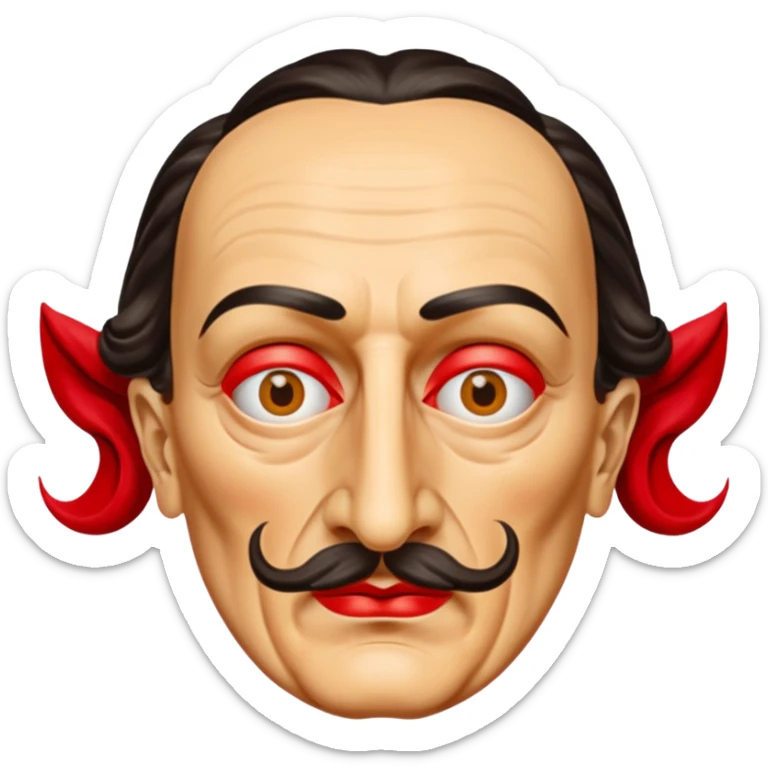 Faites-moi un masque de Salvador Dali d'une manière réaliste, la même série que La Casa de Bapel, et faites-le paraître comme s'il portait du rouge Sans lunettes sticker