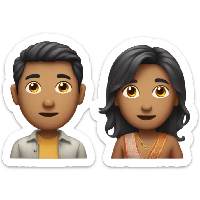 Imagine a short chinese and tall Indian gay male couple who are both pregnant  sticker