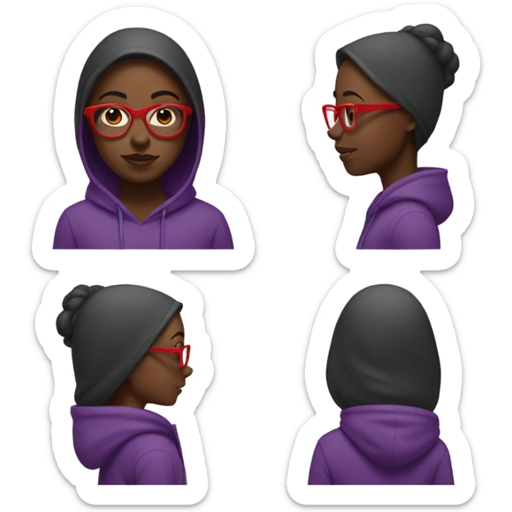 Black girl and purple hoodie and red glasses sticker