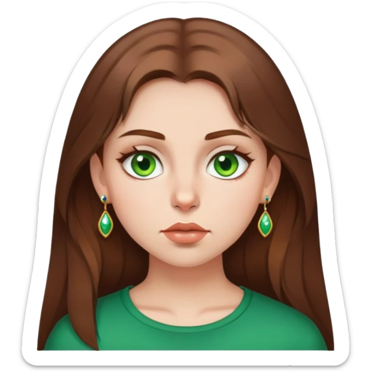 Girl, brown hair, green eyes, russian, piercing under the lip sticker