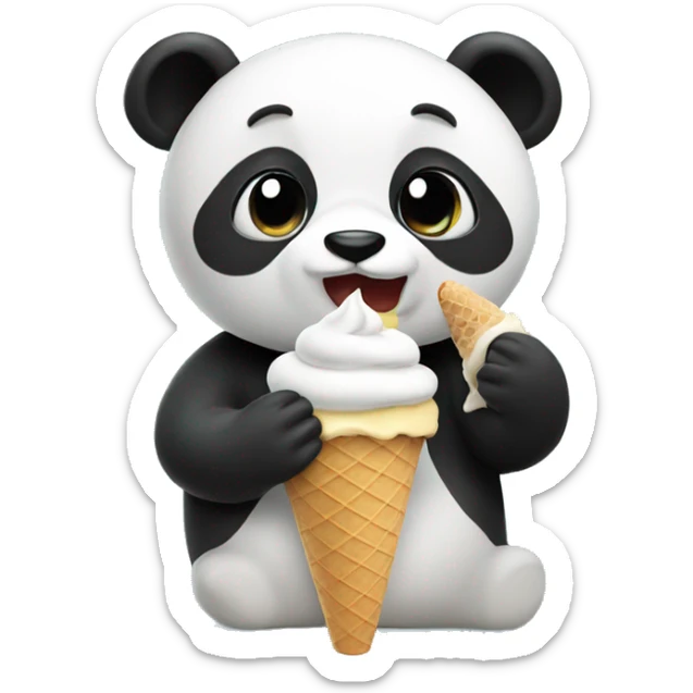 Panda eating ice cream sticker