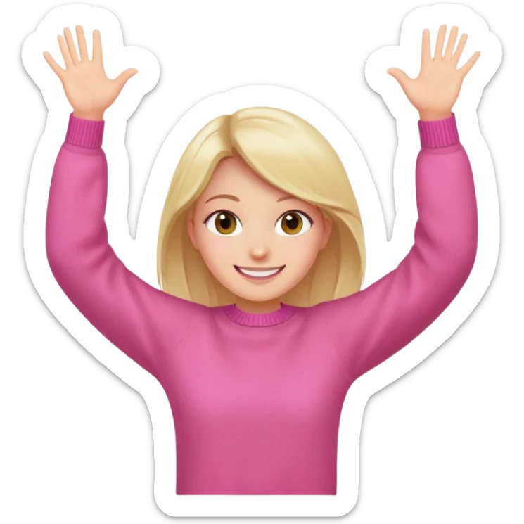 girl in pink sweater spreads her arms. Emoji I don't know sticker