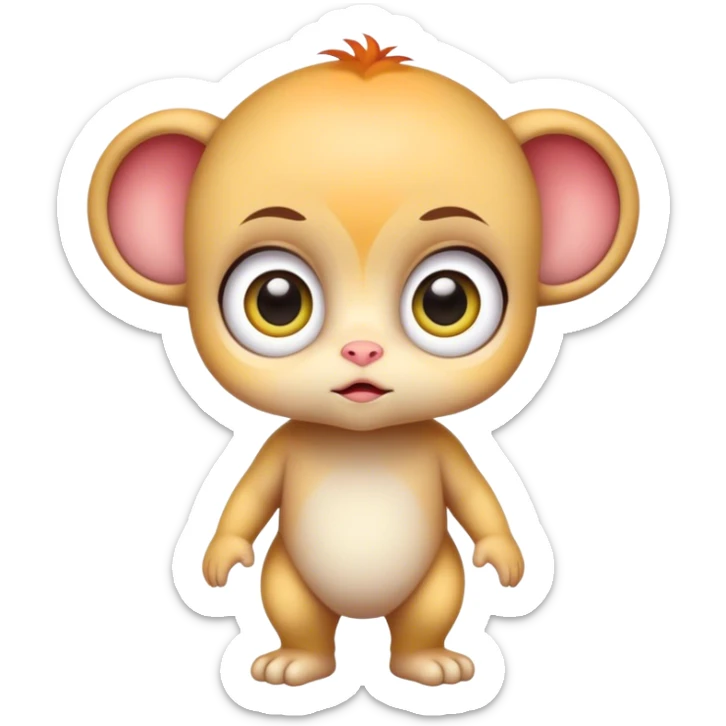 Adorable colorful baby edgy animal-hybrid full body, big Eyes sticker