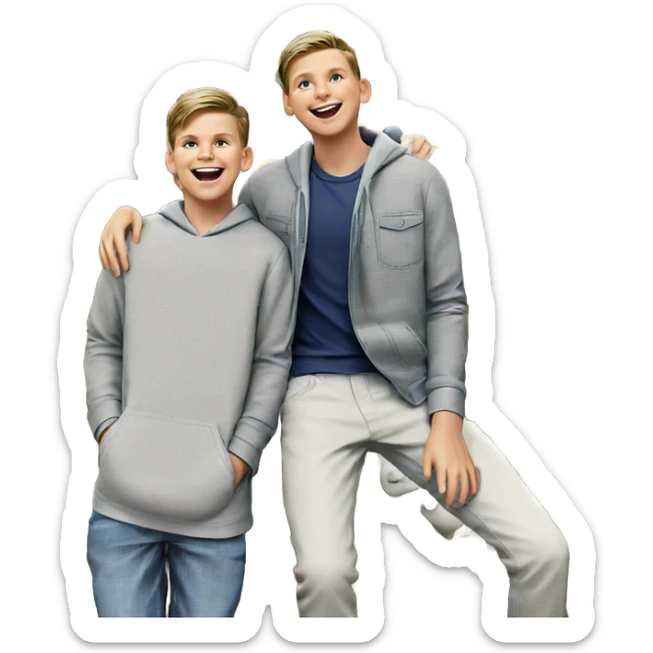 boys sharing a joyful moment sticker