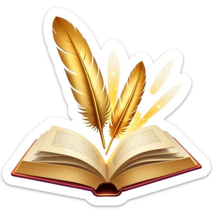 Un libro con un aura de colores vibrantes, con destellos dorados flotando a su alrededor, una pluma mágica o un rayo de luz atravesándolo, simbolizando la explosión de creatividad sin miedo. 🌟🎨✨ sticker