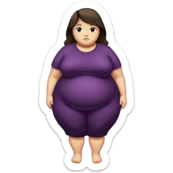 Quiero que crees un emoji tipo 🚷 Pero reemplaza a la persona por una silueta de una mujer obesa sticker