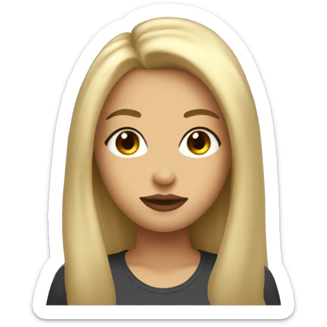 blonde girl, long hair, brown eyes, big lips. She is wearing a t shirt that says diva on it sticker